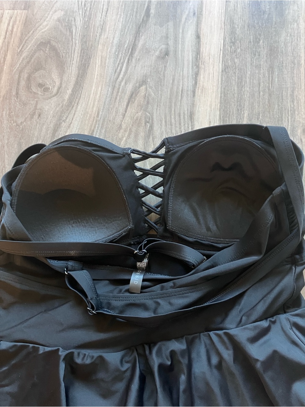 torrid Black One-Piece Swim Dress with Lace-Up Bodice - Picture 4 of 10